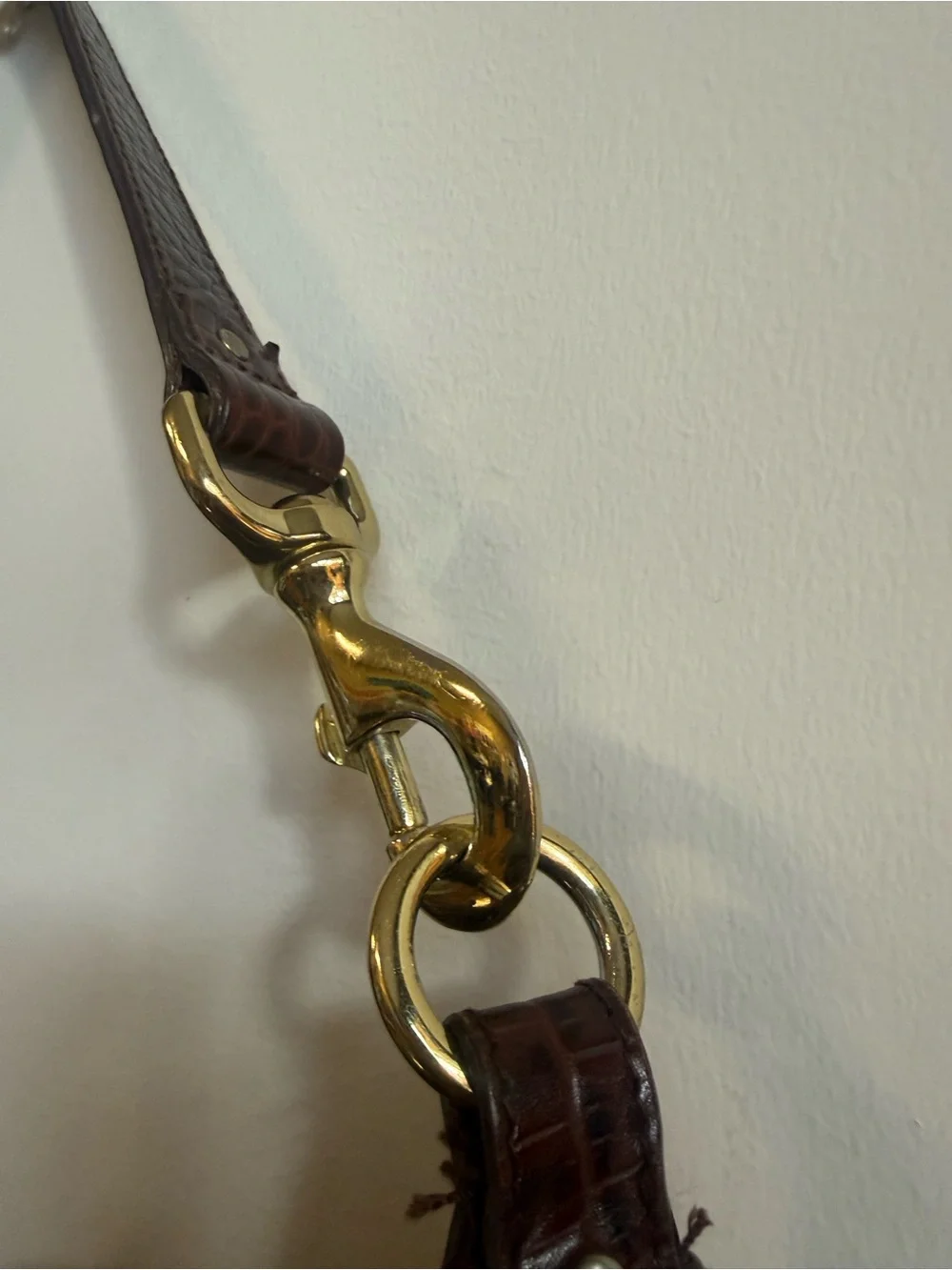 Ralph Lauren Dark Brown Croc-Embossed Shoulder Bag